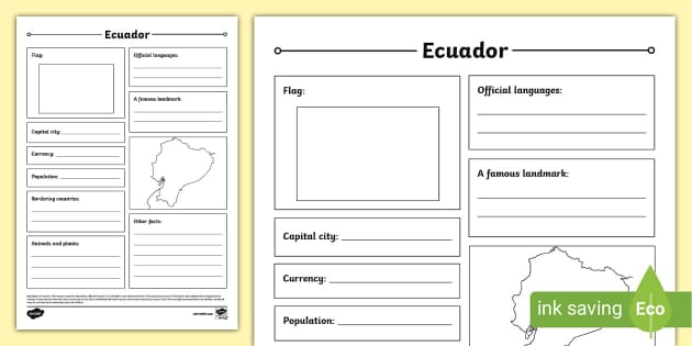 Ecuador Fact File Template (teacher made) - Twinkl