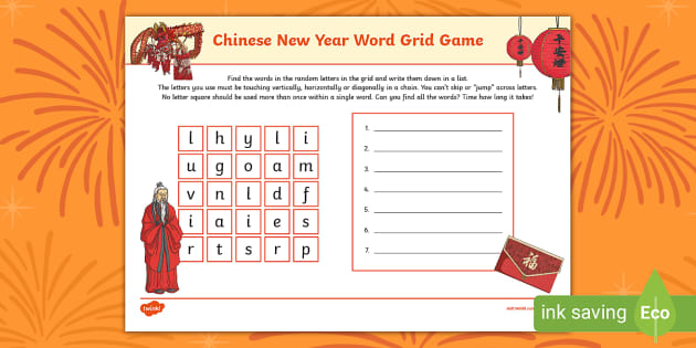 chinese new year word whizzle