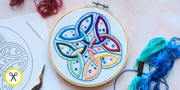 Simple Embroidery Pattern Pack - Celtic Pattern - Twinkl