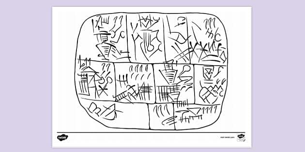 free-cuneiform-writing-colouring-page-colouring-sheets
