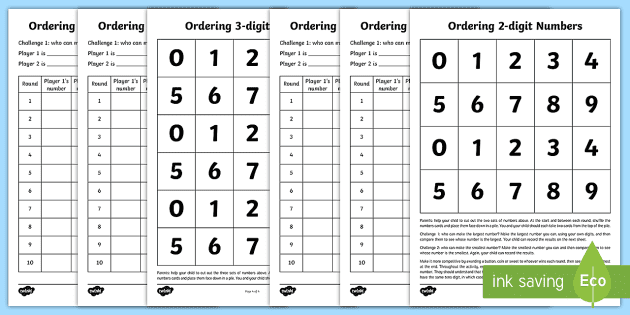 ordering numbers worksheets teacher made