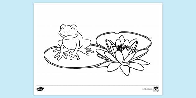 Printable Frog and Lily Pad Coloring Page