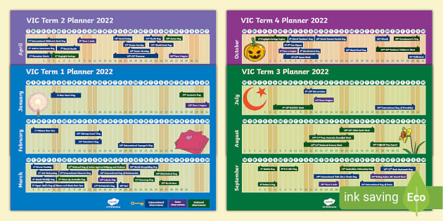 VIC Academic Year Calendar Display Pack 2022 (teacher made)