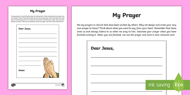 ROI Prayer Writing Template | First Communion Resources