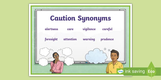 Caution Synonyms Word Mat (l'enseignant a fait) - Twinkl