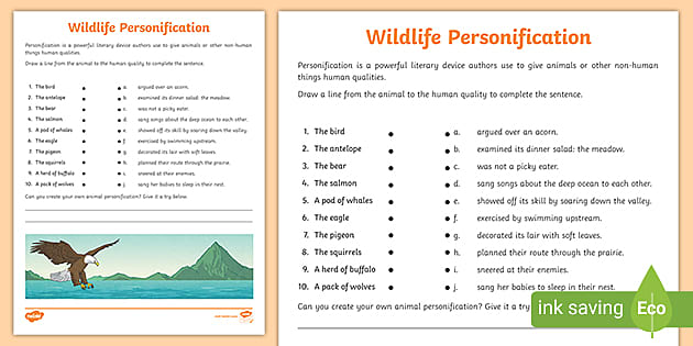 Wildlife Personification Worksheet | ELA | Twinkl USA