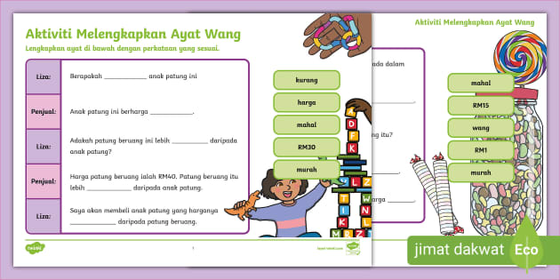 Aktiviti Melengkapkan Ayat - Latihan Matematik Tahun 3 Wang