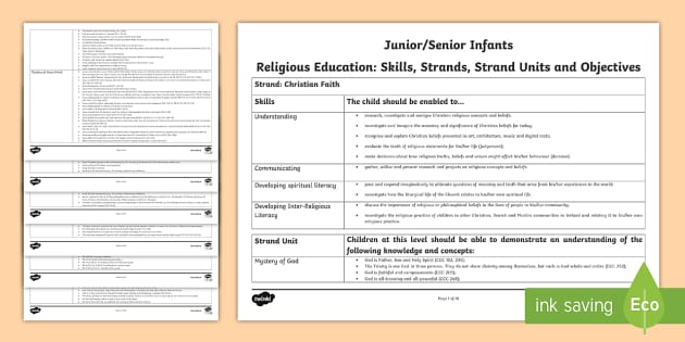 Third/Fourth Class Religious Education Skills And Objectives Planning ...