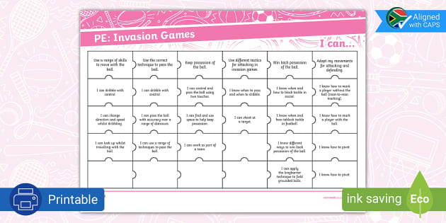 Grade 5 Physical Education: Invasion Games Jigsaw Target