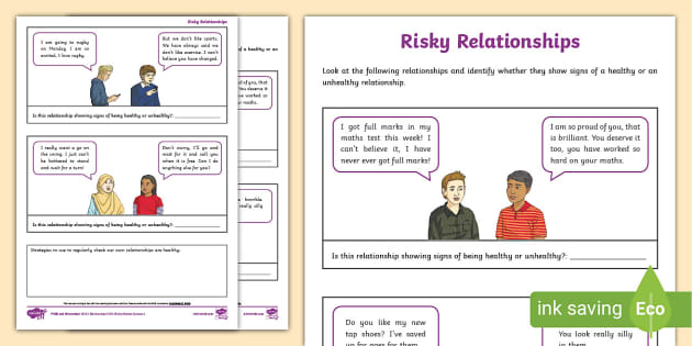 Risky Relationships Activity Sheet (teacher made) - Twinkl