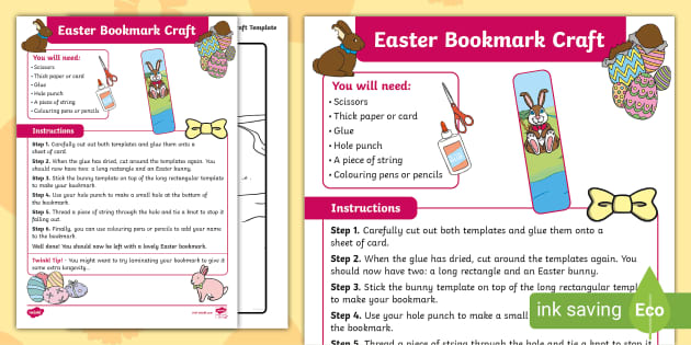 FREE! - Free Easter Bookmark Craft Activity for Kids! Download now!