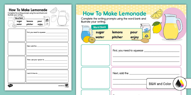 Kindergarten How To Make Lemonade Writing Worksheet - Twinkl