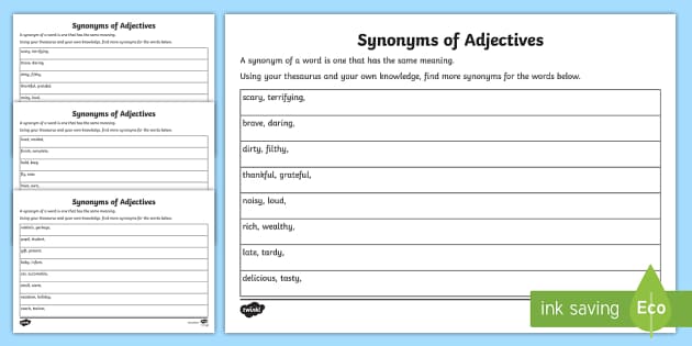 Synonyms Thesaurus Worksheets (teacher made) - Twinkl