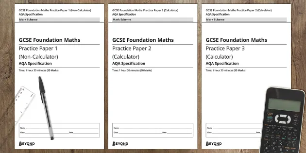 Gcse Maths Practice Papers 1 2 And 3 Foundation Set A Aqa Specification