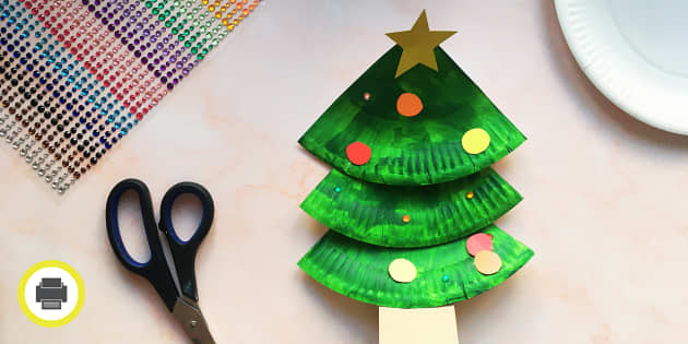 Christmas Tree Paper Plate Craft | Paper Crafts for EYFS