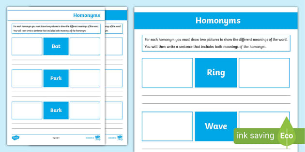 Homonyms Activities 1, Language Skills Task Cards, Multiple Meanings