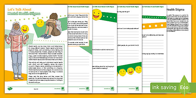 Lets Talk About Mental Health Stigma Worksheet - Twinkl