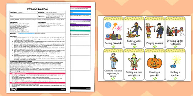 EYFS Look and Act Autumn Adult Input Plan and Resource Pack - seasons