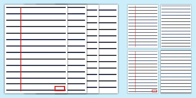 Giant Red Margin Narrow Lined Paper Page Display - Twinkl