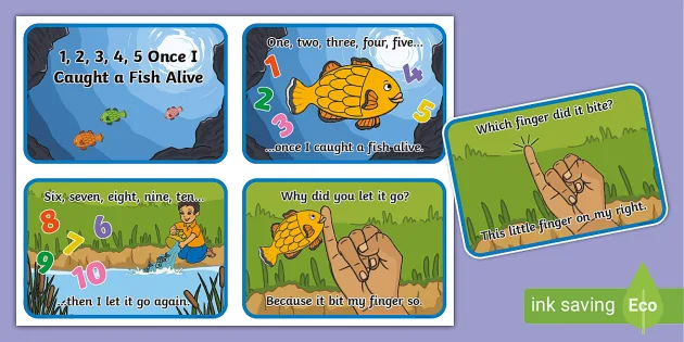 One Two Three Four Five Once I Caught A Fish Alive, Kids Video Song with  FREE Lyrics & Activities!