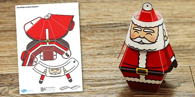 Santa Gift Box Christmas Decoration Activity - Twinkl