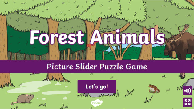 Forest Animals Interactive Picture Slider Puzzle Game