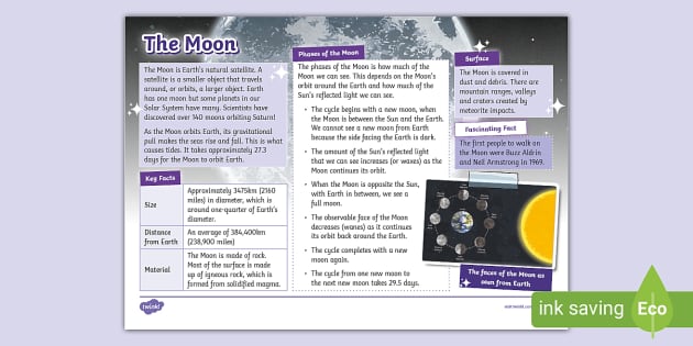 KS2 The Moon Fact File Space