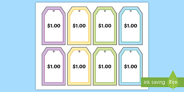 Editable Price Tag Template K 2 Money Teaching Resources