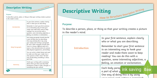 Descriptive　Structure　(teacher　Sheet　made)　Level　Writing