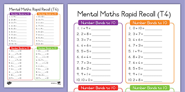 Grade 1 Maths: Mental Maths: Rapid Recall: Term 4 - Twinkl