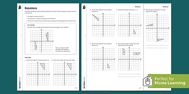 👉 Rotation Worksheet - Home Learning, KS3 Maths