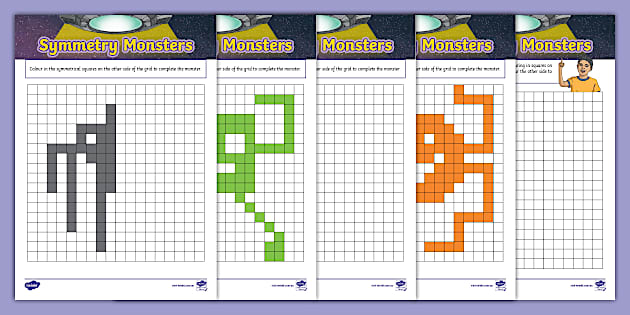 Symmetry Monsters (teacher made) - Twinkl