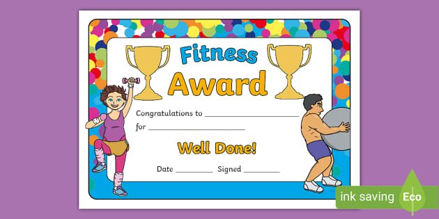 Fitness Award Certificate (teacher Made) - Twinkl