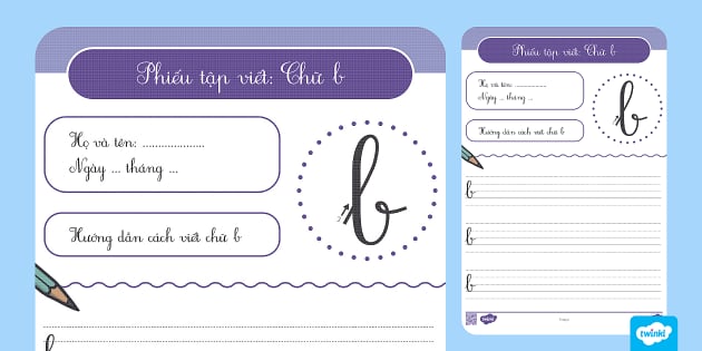 Phiếu tập viết chữ b in thường lớp 1