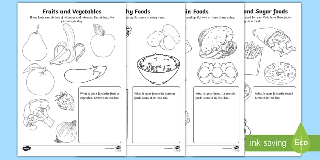 healthy and unhealthy food coloring pages