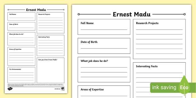 Ernest Madu Fact File Template (teacher made) - Twinkl