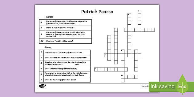Patrick Pearse Crossword (teacher made) Twinkl