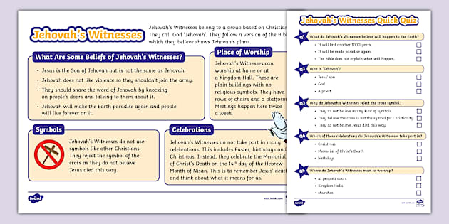 Jehovah&rsquo;s Witnesses Facts | Fact File and Quiz | Twinkl KS1
