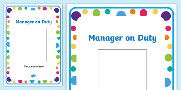 Manager on Duty Sign (teacher made) - Twinkl