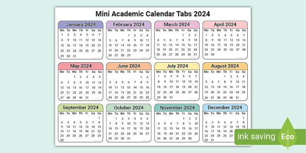 Mini Calendar 2024 angele