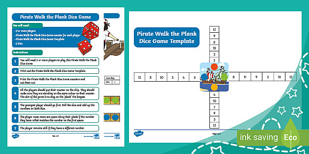Walk the plank - race to the treasure math game. Fun to play, easy to  differentiate!