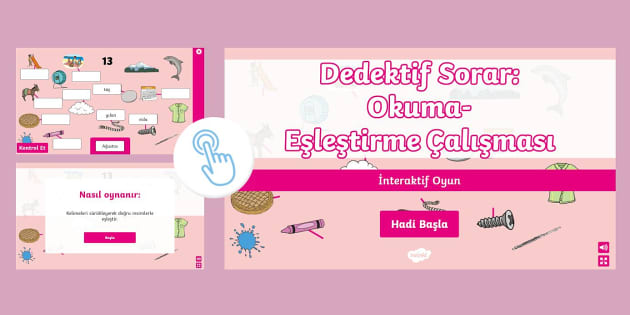 Dedektif Sorar Okuma Eşleştirme Çalışması İnteraktif Oyun