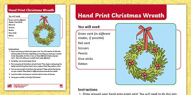 Hand Print Christmas Wreath Craft Instructions - Twinkl