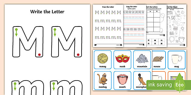 Letter M Worksheet and Activity Pack (creat de profesori)