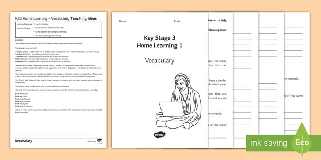 GCSE Home Learning: Vocabulary (1) Booklet (teacher made)
