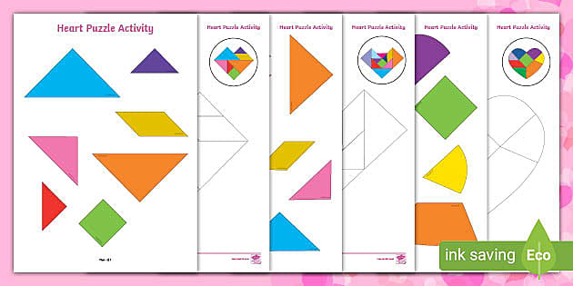 👉 Heart Shapes Puzzle Activity, KS1 Shapes