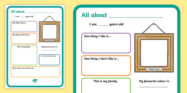 all about me poster printable templates