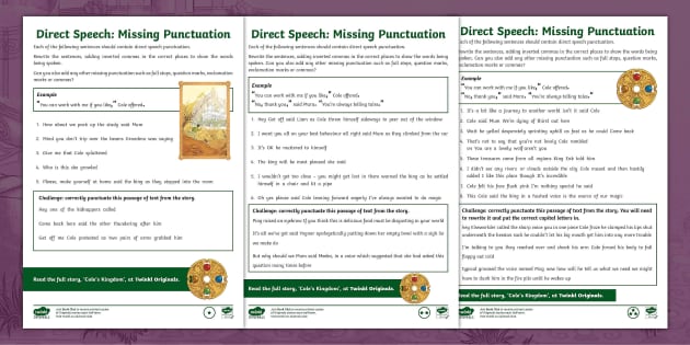 direct speech ks2 worksheet