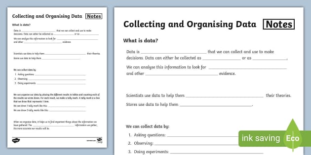 Collecting and Organising Data – Notes: An Activity Sheet