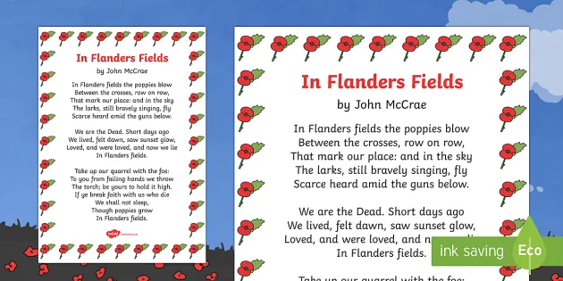 Free Remembrance Day Poem Sheet Ks2 In Flanders Fields